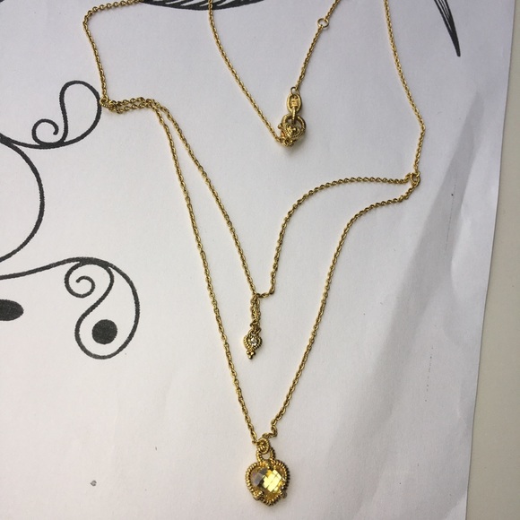 Judith Ripka 18K Canary Heart Double Chain Necklace - Picture 4 of 5